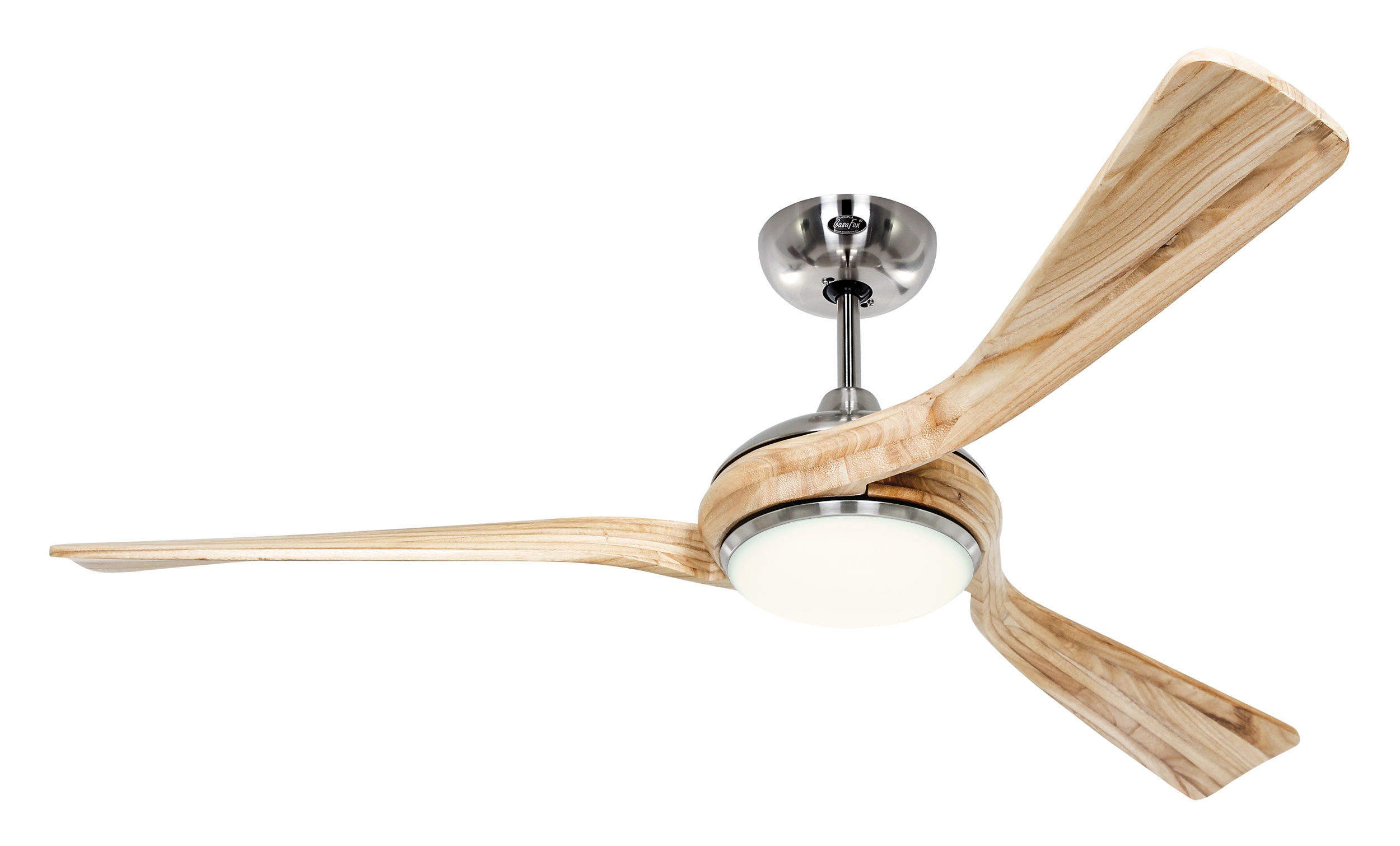 CasaFan Deckenventilator ECO INTERIOR 140 Chrom gebürstet - Holz natur mit Leuchte